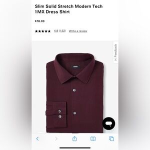 Express Slim Solid Stretch Modern Tech 1MX Dress Shirt